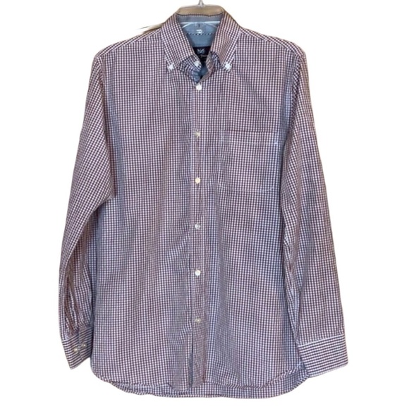 Hickey Freeman burgundy plaid button down shirt Size Medium - Picture 1 of 8